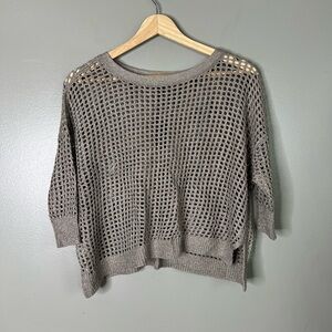 Express taupe Open-Knit Women's Sweater metallic edgy night out travel small